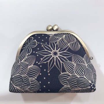 【和夢兔】京都宇治大型口金包-復古花(黑)