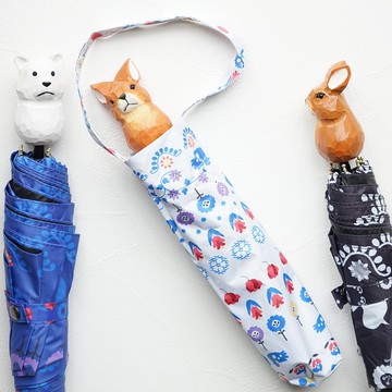 折疊傘防紫外線兔貓北極熊木雕