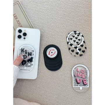 Magsafe強磁啪嗒磁吸手機支架氣囊折疊伸縮新款情侶 少女LOVE粉色