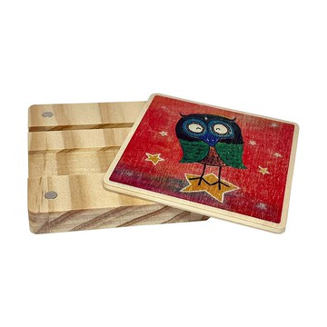 木質多功能方塊手機架 面具貓頭鷹 客製化禮物 手機支架 手機座