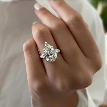 鉅曜 鉑金PT950 IGI 五克拉 18K 名媛三生石水滴鑽戒(培育鑽石)