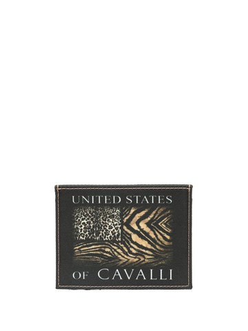 Roberto Cavalli - animal-print logo cardholder - men - Nylon - One Size - Black