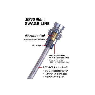 SWAGE-LINE】 ブレーキホース 1台分キット スチール ブラックホース