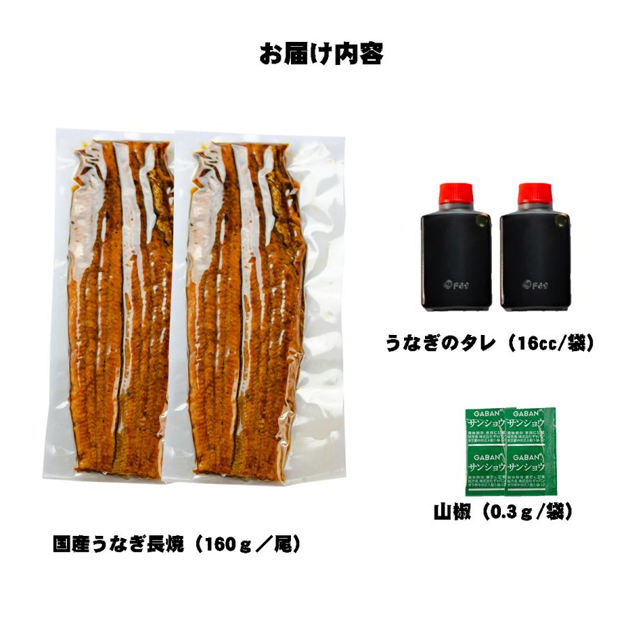 国産うなぎ　ウナギ　鰻　うなぎ国産　超特大　蒲焼き　炭焼うな富士　国産　長焼き（二尾入）1パック160g以上