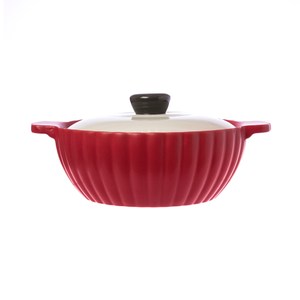 HOLA 日式南瓜造型陶鍋 22CM 石榴紅