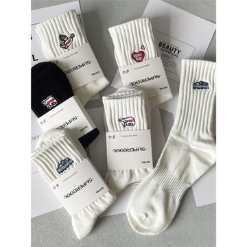 5雙襪子男女純棉防臭中筒襪情侶刺繡學生百搭ins高幫運動長筒襪潮