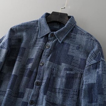 日系復古簡約休閑牛仔水洗棉長袖襯衫男青年春季季舒適打底寸衫潮