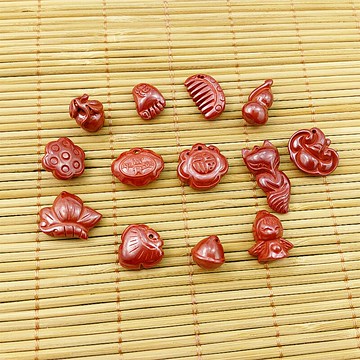 原礦朱砂長命鎖吊墜  手工編織串珠高含量朱砂葫蘆女孩吊墜配件