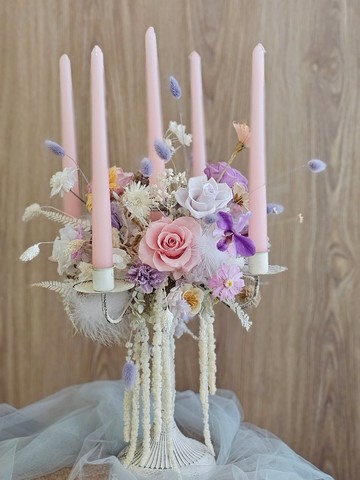 永生花 婚禮 燭台花  盆花 客製 開幕花 祝賀花