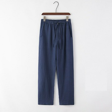 【巴黎精品】現貨+預購 新中式 休閒褲棉麻長褲-夏季寬鬆直筒純色男褲子5色a1bx60