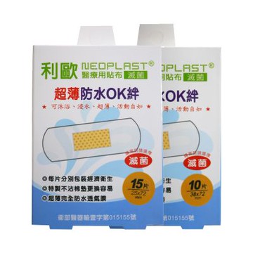利歐 醫療用貼布防水超薄傷口貼布(滅菌)(OK絆)-M 90片+L 60片