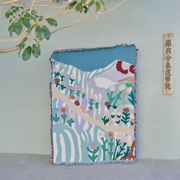 東柏原創 北歐ins風植物花卉布藝沙發毯掛毯裝飾毯休閑毯野餐蓋毯