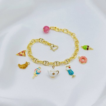 Venus維納斯女神~度假系列下午茶琺瑯掛飾草莓晶手鍊~客製 禮物