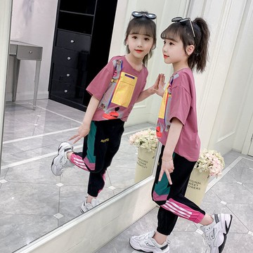 網件套女童套夏新款洋氣中大童夏季兒童尚女孩潮