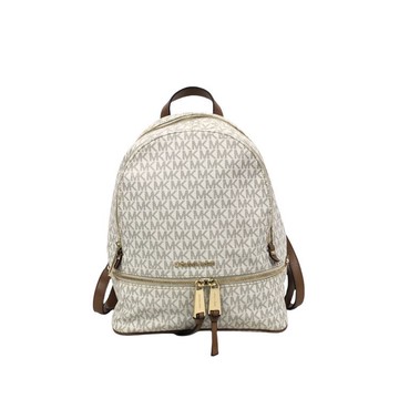 michael kors杏色印花帆布後揹包