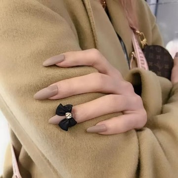 純手工穿戴甲 小衆輕奢蝴蝶結新款啞光霧面穿戴甲 穿戴甲中長款 韓國熱銷日常裸色美甲貼片 美甲片 美甲