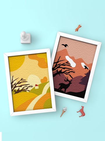 時匠 z靜園文藝治愈紙漿畫手工diy材料包創意解壓玩具填色裝飾畫