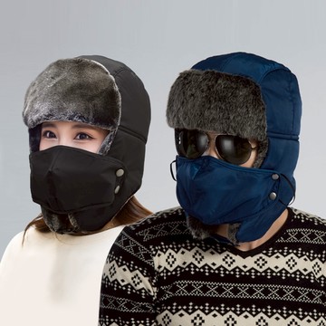 可拆式加絨護耳雷鋒帽 防寒帽 面罩帽 保暖帽 防風帽 東北帽 冬天帽子 絨毛帽 雪地帽 滑雪帽【IB214】普特汽車精品