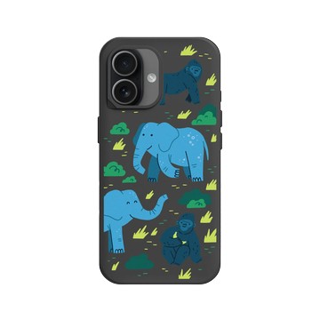 iPhone 17 SolidX 黑 - RHINOSHIELD X Taipei Zoo - 非洲區插畫（西部低地大猩猩、非洲象）