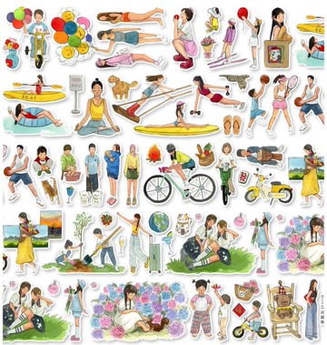 閒趣集 休閒日 塩顔たちの PET 和紙膠帶 (kiss-cut)