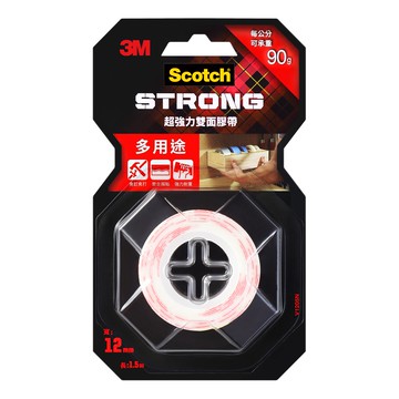 3M™ 超強力雙面膠帶—多用途 12mm x 1.5M