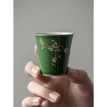 松花綠暗香梅花品茗杯手工主人杯單個茶杯復古小茶杯功夫茶具套裝