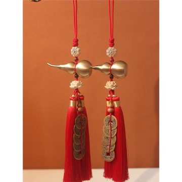 五帝錢銅葫蘆掛件門對門臥室玄關開口裝朱砂壓門檻招財汽車掛飾品