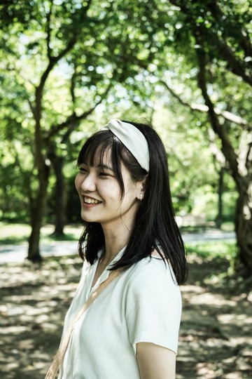 交叉髮帶【米/米直紋】