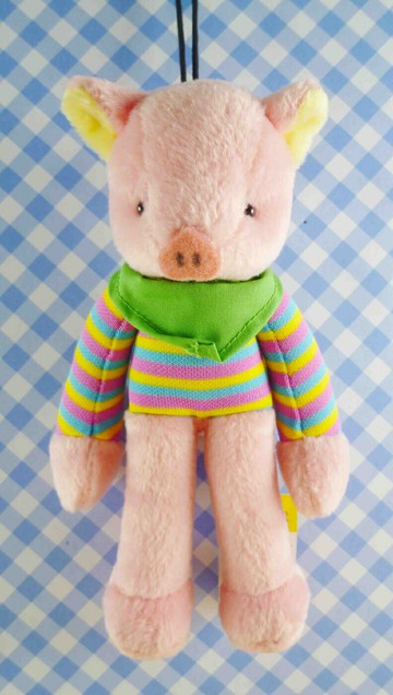 【震撼精品百貨】豬-絨毛鎖圈-綠領巾 震撼日式精品百貨