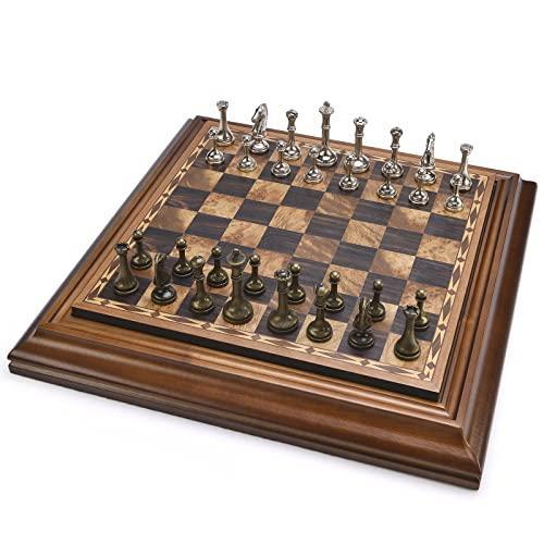 チェス チェスト |AMEROUS 14 inches Wooden Chess Set with Metal Chess Pieces   2.5'