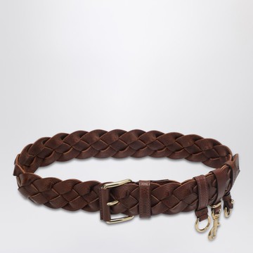 Belt in tobacco-colored leather