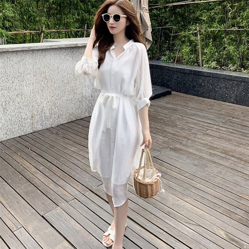 ワンピース セットアップ Tシャツ レディース シャツワンピース ゆったり 白ワンピース 2点セット 着痩せ 膝丈 上品 通勤 通販 Lineポイント最大get Lineショッピング