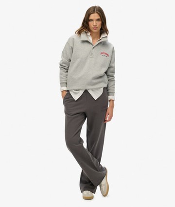 Superdry Women's Athletic Tonal Embroidered Wide Leg Joggers Dark Grey Size: 6