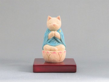 合掌貓在木雕 Kasaya Cat 佛像 1917 年