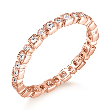 925純銀戒指．淑女尾戒．玫金｜客製刻字．開運