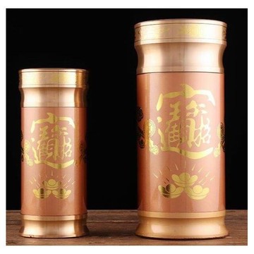 新圓通佛具用品銅香筒裝香桶家用供佛放香筒竹籤香線香筒佛心經立 佛具