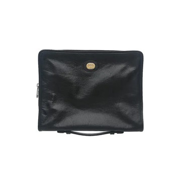 GUCCI 575829 GG 金屬皮革商務包手拿包