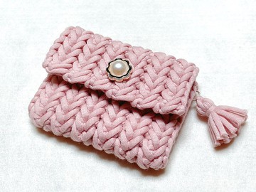 小香風韓款編織零錢包卡片夾-豆沙粉