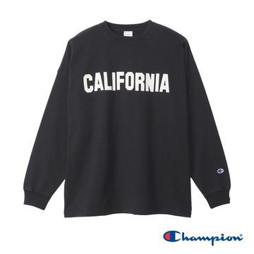 Champion 官方直營-純棉CASUAL 寬版印花長袖TEE-男(黑色)
