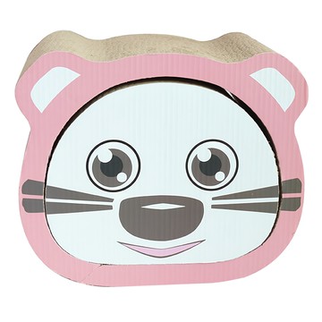 卡通熊頭造型瓦楞貓抓板  35 x 30 x 24cm  1個  粉紅色