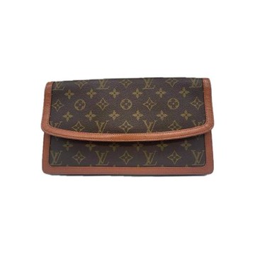 【二手精品 9.5成新】LV Monogram老花棕紅皮革手拿包  編號L70