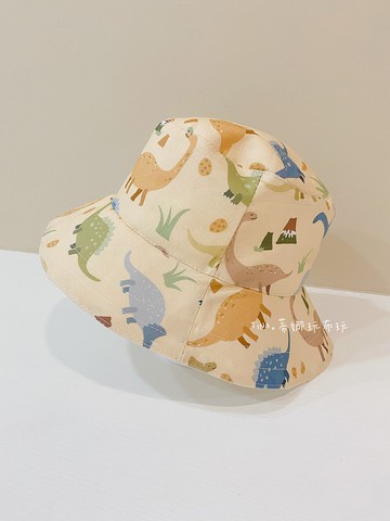 【TiNa】手作幼童漁夫帽  夏日兒童 防曬 防風繩可拆 恐龍 客製