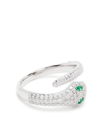 APM Monaco - micropaved snake wraparound ring - women - Silver Plated/Cubic Zirconia - 56