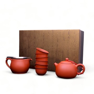 【台灣製造】精緻西施壺茶具禮盒 八入組 鶯歌陶藝 茶具 茶壺 朱泥 紫砂 茶海 公道杯 泡茶壺 茶杯 泡茶杯