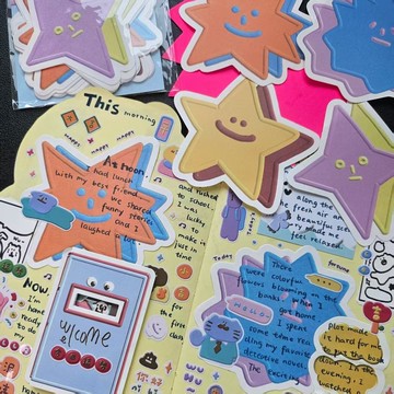 【coloryeah】布丁星星 可愛手賬文具/無粘性記事裝飾便簽