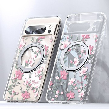 apbs Google Pixel 9/8系列360旋轉磁吸立架手機殼-小清新-粉劍蘭