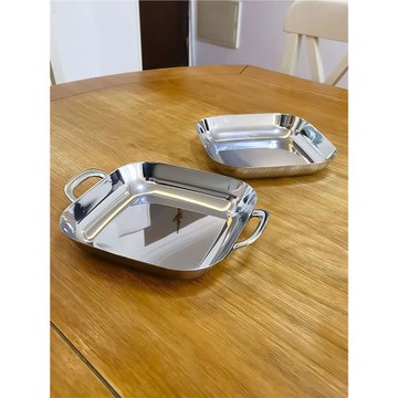 精美18/10不銹鋼方盤兒童餐盤家用蒸盤水果盤子配廚房菜盤菜盤碟