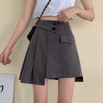 不規則黑色百褶裙半身裙夏季新款女裙子高腰百搭a字短裙褲裙