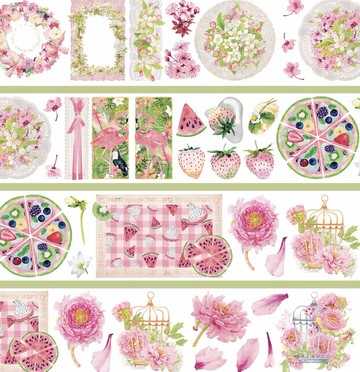 溫柔的霓虹粉 フラミンゴ PET 紙膠帶 燙金 10米卷 台灣製