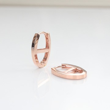 14K Ellipse Lock Earring 橢圓槓耳扣耳環